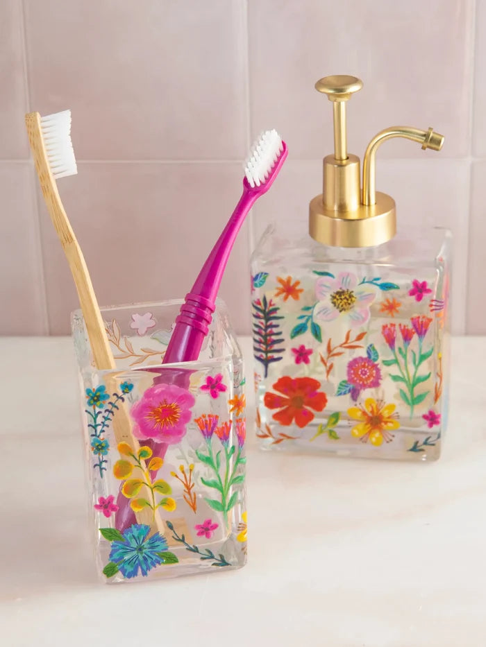Floral Glass Soap Dispenser