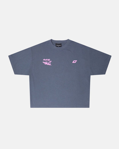FLYING HOME TEE INDIA INK - dark navy graphic print tee, front view - Cold Culture