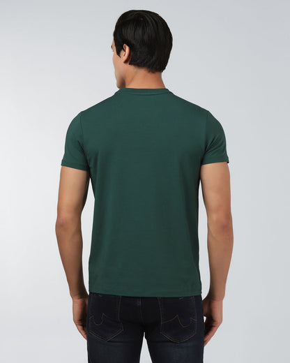 Forest Green Crew Neck Printed T-Shirt - Petunia