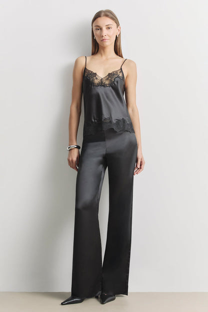 Formal Satin Straight Leg Trousers - Black