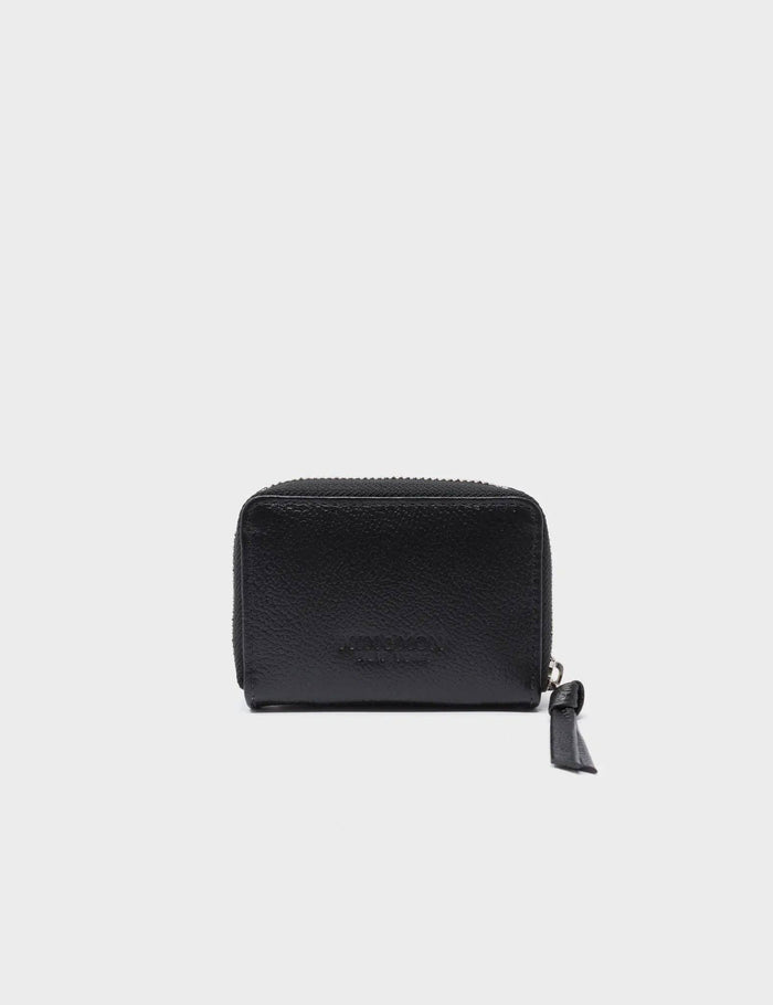 Frodo Black Leather Zip Around Wallet - Eyes Embroidery