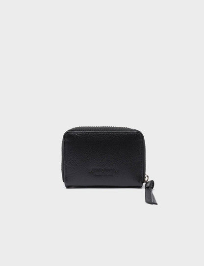 Frodo Black Leather Zip Around Wallet - Eyes Embroidery
