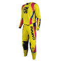 Canvas MX motocross GP Series outfit with a mostly yellow colorful design called Flo.