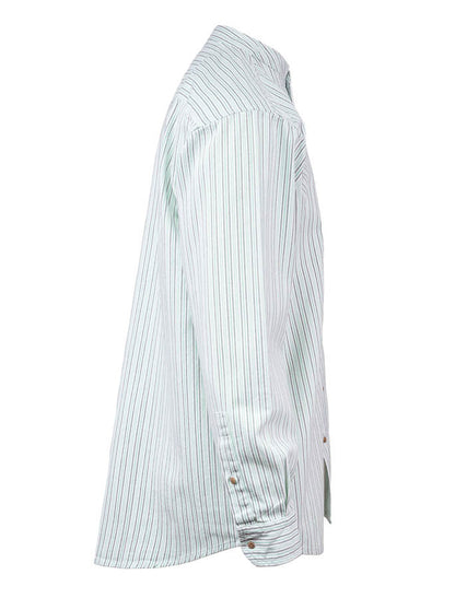 Grandfather Shirt - Blue & Green Pin Stripe