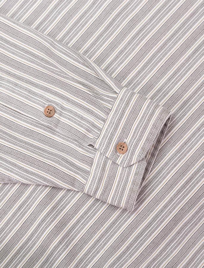 Grandfather Shirt - Grey Stripe