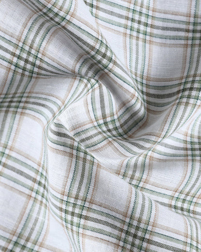 Green Linen Check Shirt - Dravo