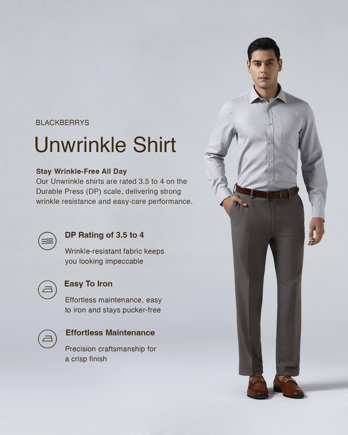 Grey Non Iron Textured Shirt - Ethan