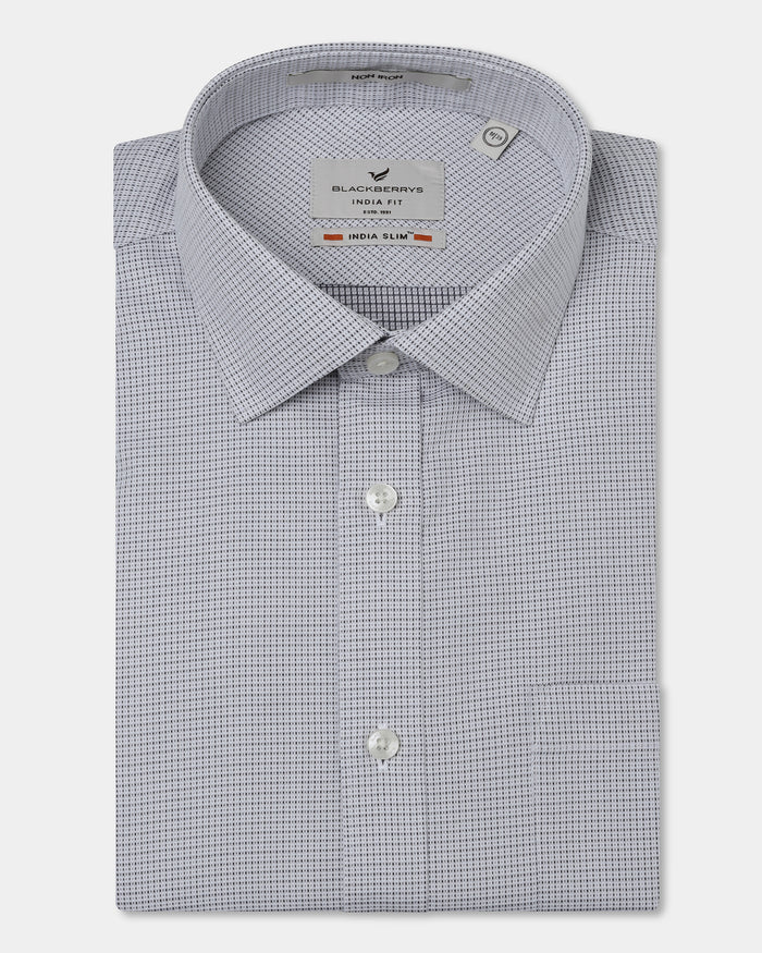 Grey Non Iron Textured Shirt - Ethan