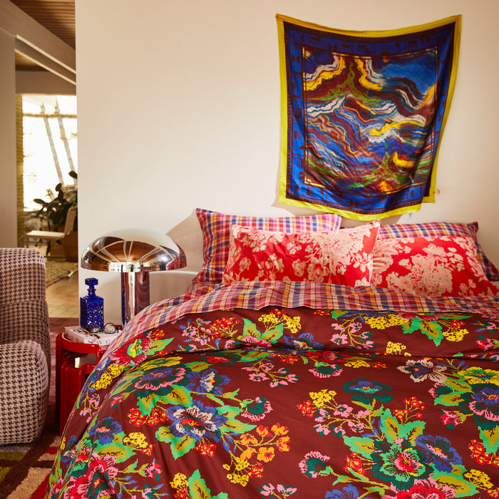 Hazel Velvet Pillowcase - Vermillion Standard