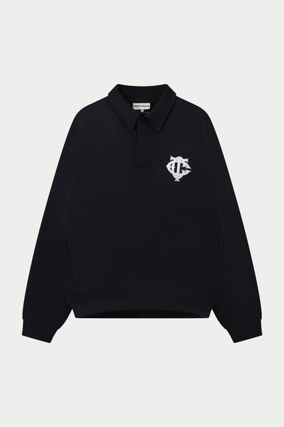 HEAVYWEIGHT MONOGRAM POLO - BLACK