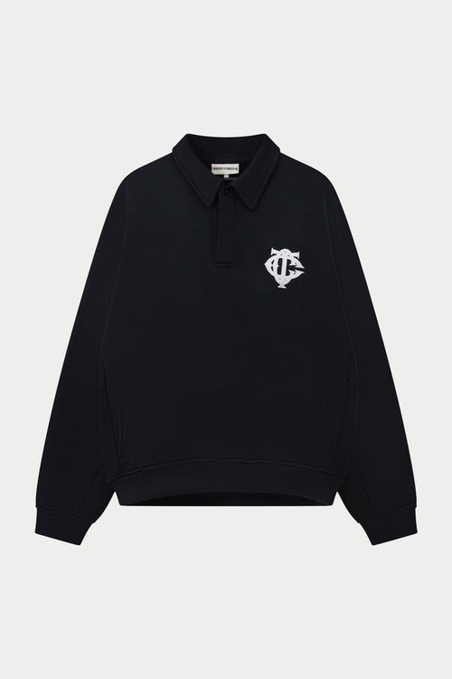 HEAVYWEIGHT MONOGRAM POLO - BLACK