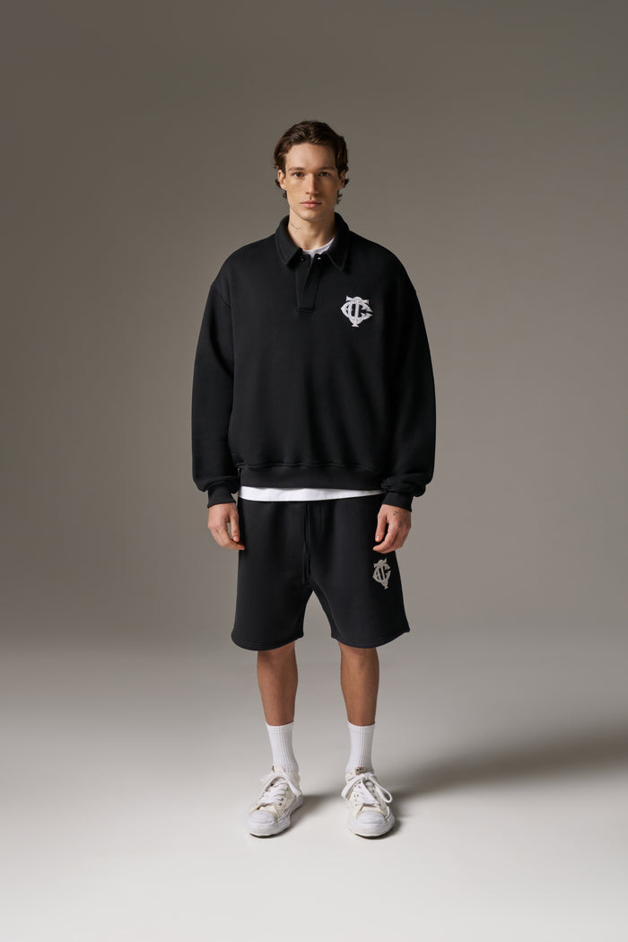 HEAVYWEIGHT MONOGRAM POLO - BLACK
