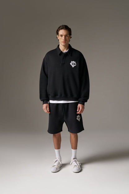 HEAVYWEIGHT MONOGRAM POLO - BLACK
