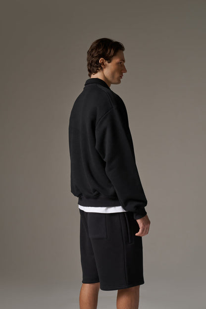 HEAVYWEIGHT MONOGRAM POLO - BLACK