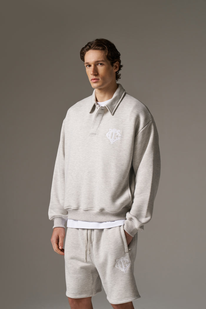 HEAVYWEIGHT MONOGRAM POLO - GREY MARL