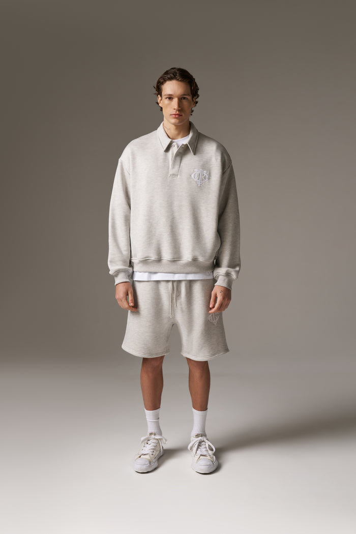 HEAVYWEIGHT MONOGRAM POLO - GREY MARL