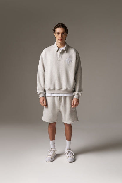 HEAVYWEIGHT MONOGRAM POLO - GREY MARL
