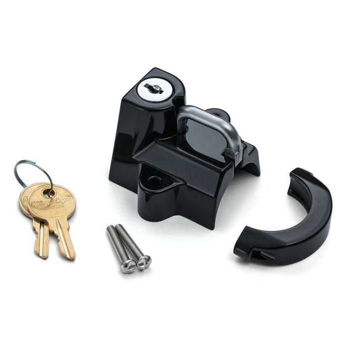 Helmet Lock Black: Helmet Lock
Who wants to walk around for the day carrying their helmet? Safely stash your helmet on your b