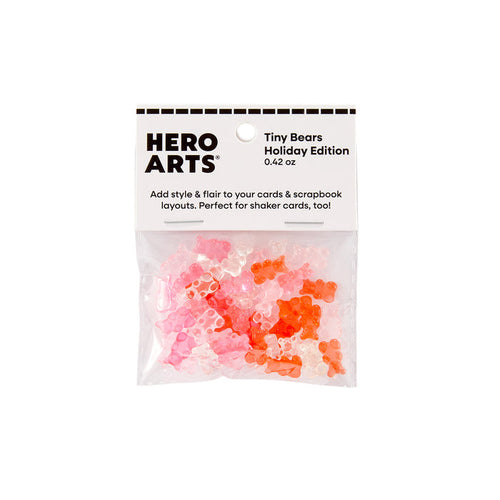 Hero Arts - Embellishment - Tiny Bears Holiday Edition - Tiny Bears. Pink, red, orange and white. Available at Embellish Away in Bowmanville Ontario Canada.