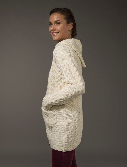 Hooded Coatigan with Celtic Knot Zipper Pull - Natural White #color_natural-white