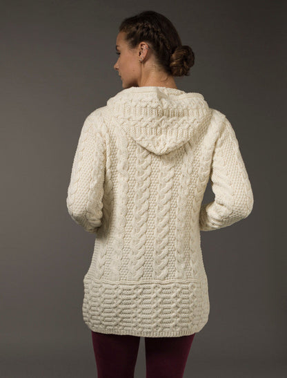 Hooded Coatigan with Celtic Knot Zipper Pull - Natural White #color_natural-white