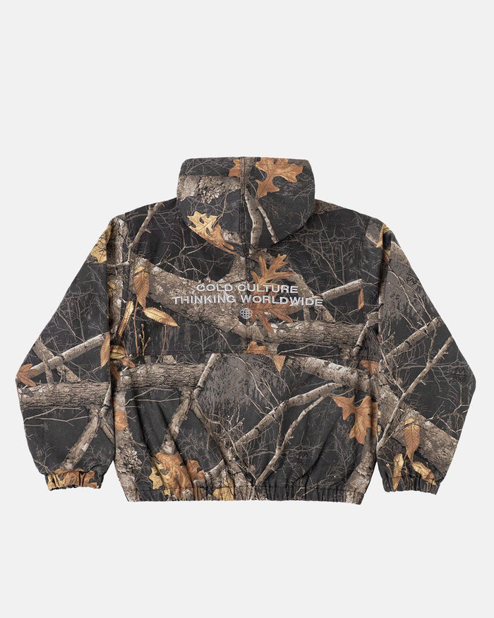 HOODED JACKET REALTREE BLACK - black realtree camo hooded jacket, back view - Cold Culture