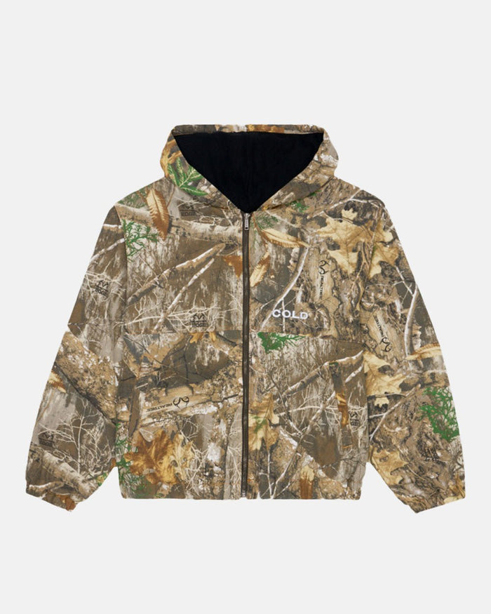 HOODED JACKET REALTREE - realtree camo hooded jacket, front view - Cold Culture