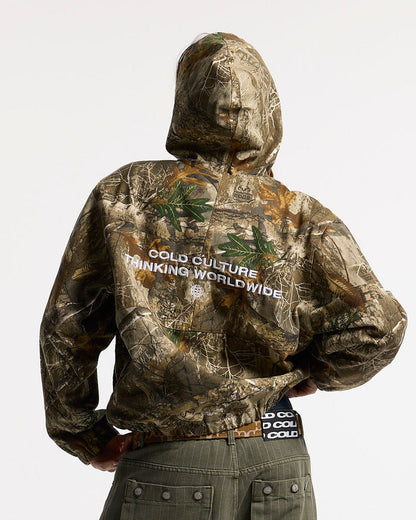 HOODED JACKET REALTREE - realtree camo hooded jacket, back view on female model - Cold Culture #woman