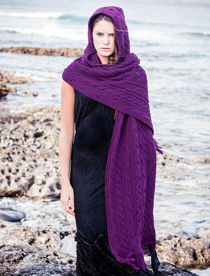 Hooded Scarf Shawl - Purple #color_purple