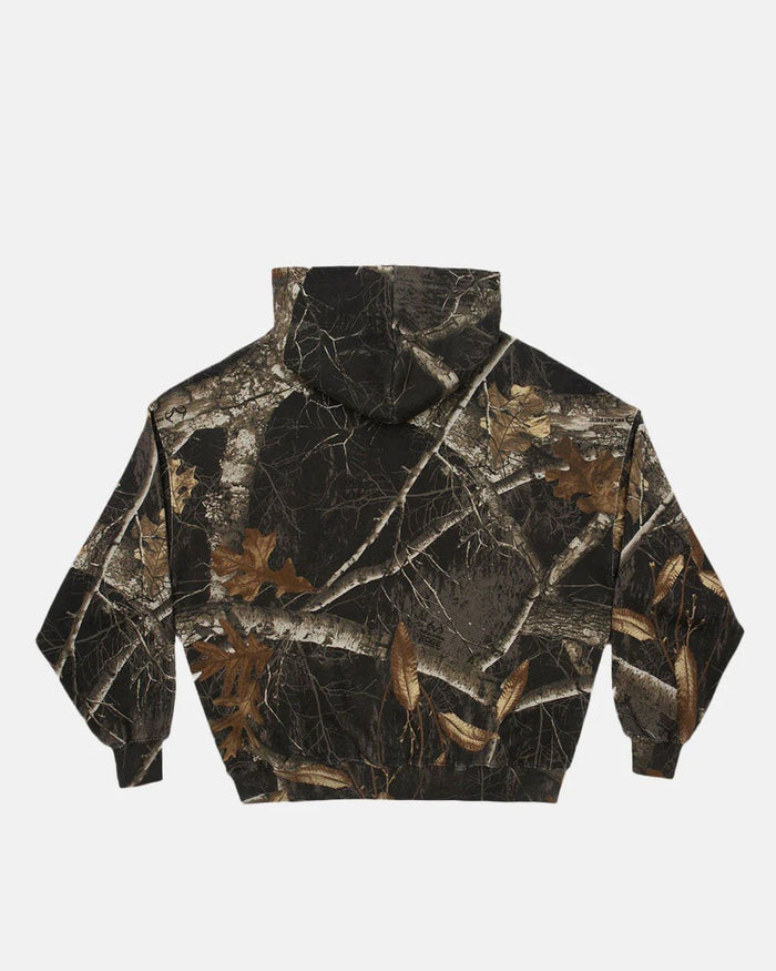 HOODIE REALTREE BLACK - black realtree camo hoodie, back view - Cold Culture