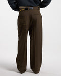 HORSESHOE WEDDING PANTS STATUE BRONZE - brown wide leg pants, back view on female model - Cold Culture #woman