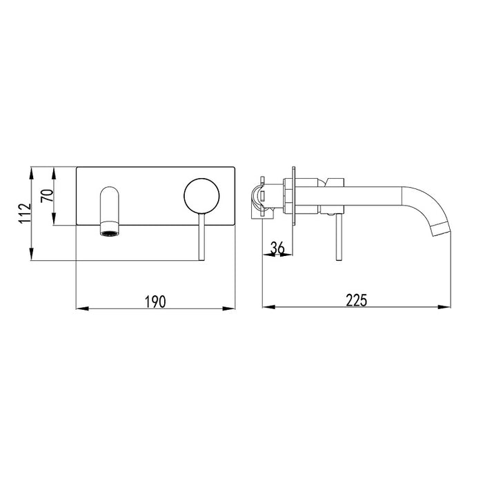 Ikon Hali Wall Basin Mixer/Bath Spout - Acqua Bathrooms