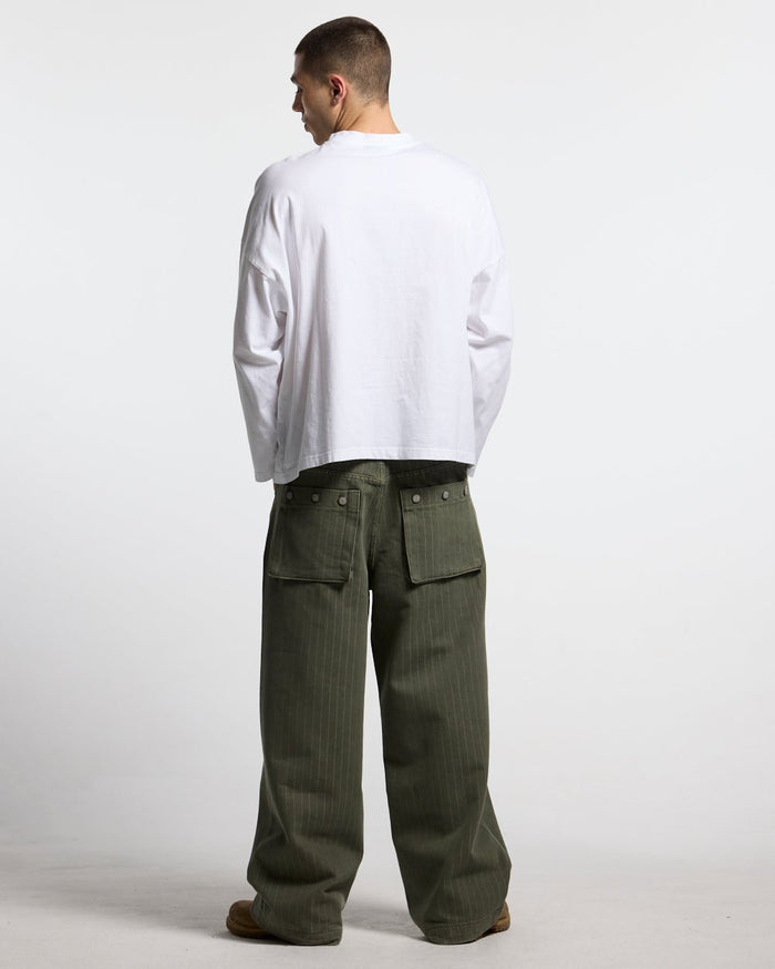 IM TOO COLD LONGSLEEVE TEE WHITE - white slogan print longsleeve tee, back view on male model - Cold Culture