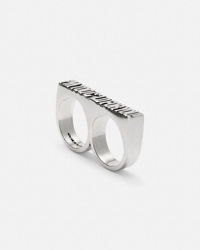 IM TOO COLD RING - silver double finger ring, detail close-up - Cold Culture