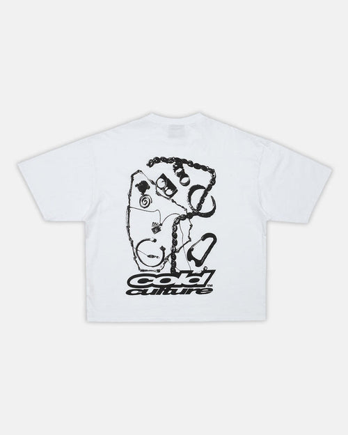 JEWELRY TEE WHITE - white oversized graphic tee, back view - Cold Culture