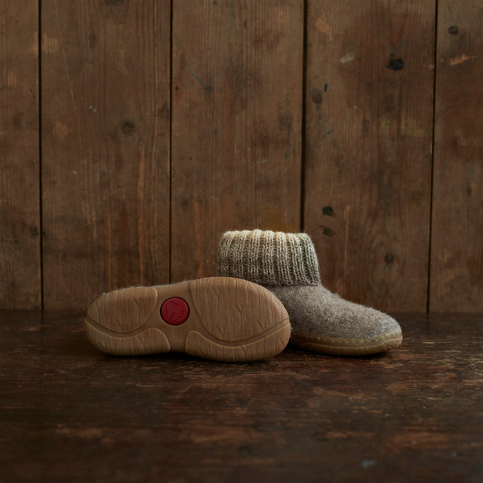 Kids Boiled Wool Yuki Slipper Boot - Beige Melange