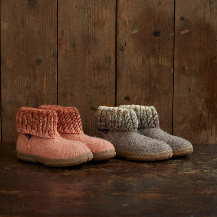 Kids Boiled Wool Yuki Slipper Boot - Beige Melange