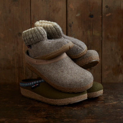Kids Boiled Wool Yuki Slipper Boot - Beige Melange