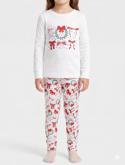 Kids Hacci White/Red Bows Lounge Set