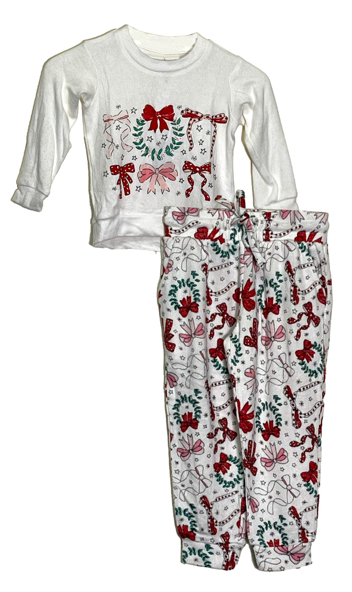 Kids Hacci White/Red Bows Lounge Set