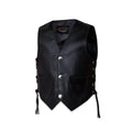 Kids black side-lace leather motorcycle vest