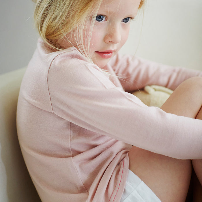Kids Merino Wool LS Top - Pink Peach Blossom
