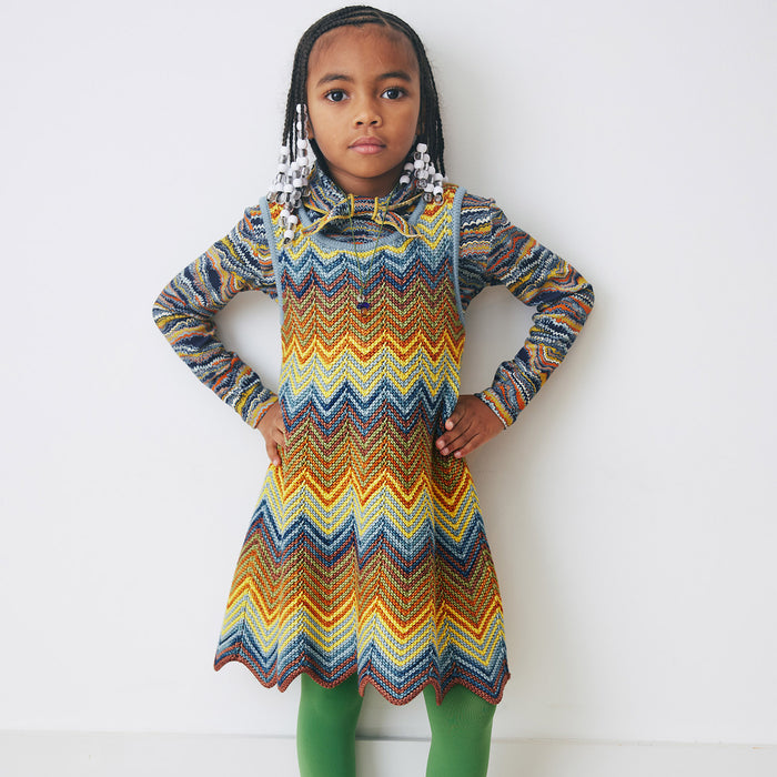 Kids Merino Wool Parlor Chevron Dress - Mango