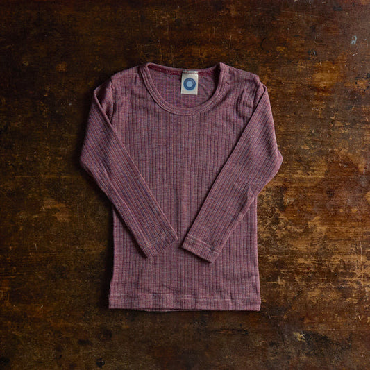 Kids Merino Wool/Cotton/Silk LS Top - Plum