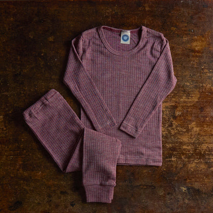 Kids Merino Wool/Cotton/Silk LS Top - Plum