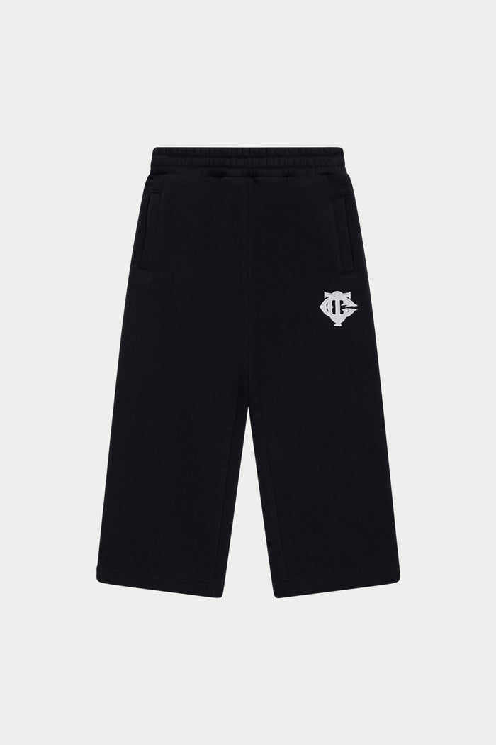 KIDS MONOGRAM EMBLEM APPLIQUE JOGGERS - BLACK
