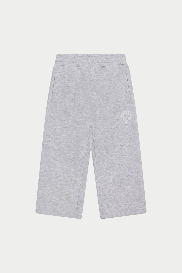 KIDS MONOGRAM EMBLEM APPLIQUE JOGGERS - GREY MARL