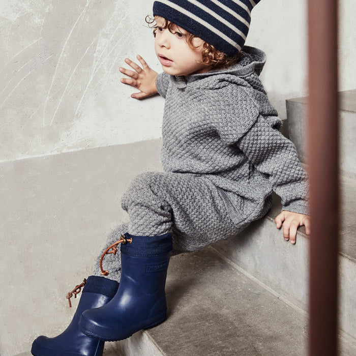 Kids Natural Rubber Wool Lined Boots - Blue