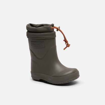 Kids Natural Rubber Wool Lined Boots - Olive