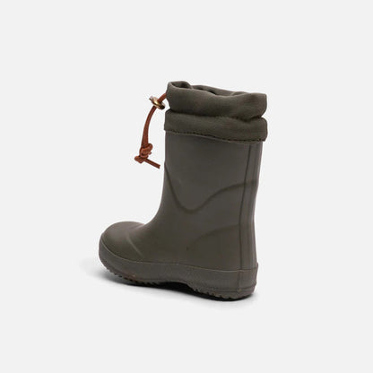 Kids Natural Rubber Wool Lined Boots - Olive